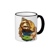 Mermaid and Pirate Ship Coffee Mug