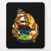 Mermaid and Pirate Ship Mousepad