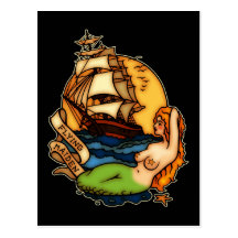 Mermaid and Pirate Ship Post Cards
