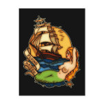 Mermaid and Pirate Ship postcards