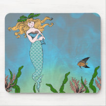 Mermaid and seal mouse pads