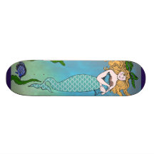 Mermaid and seal skate deck