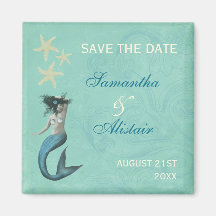 Mermaid Beach Coastal Save The Date Fridge Magnet