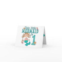 Mermaid First Birthday Invitations Cards