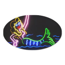 Mermaid in Neon Oval Sticker