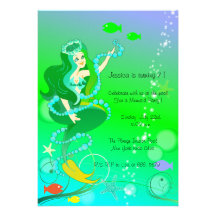 Mermaid n her pearls - kids birthday invitations-1