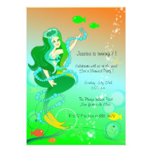 Mermaid n her pearls - kids birthday invitations-2
