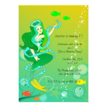 Mermaid n her pearls - kids birthday invitations-3