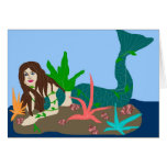 Mermaid on rock blank card