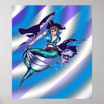Mermaid Pirate Print and Poster