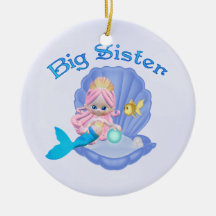 Mermaid Princess Big Sister Christmas Tree Ornaments