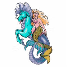 mermaid riding seahorse photo cutouts