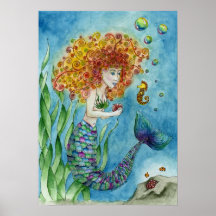 Mermaid - Seahorse Poster