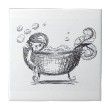 Mermaid Sketch bathroom Tile