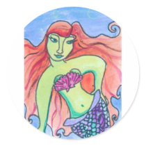 Mermaid Round Sticker