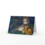 "Mermaid with a Golden Dragon" Greeting Card