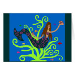 Mermaid with fish blank card