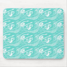 Mermaid with Pearls and Seahorse Mousepads