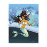 Mermaid with shell to ear post card