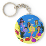Mermaids in Ocean with Dolphins Keychain
