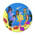 Mermaids in Ocean with Dolphins Magnet