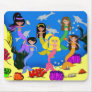 Mermaids in Ocean with Dolphins Mousepad