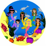 Mermaids in Ocean with Dolphins Ornament photo sculptures
