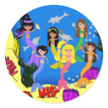 Mermaids in Ocean with Dolphins Sticker