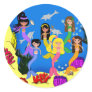 Mermaids in Ocean with Dolphins Sticker
