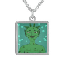 Merman Sea Nymph Fantasy Alien Green Cartoon Jewelry