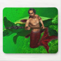 Merman with Sea Turtle Mouse Pad mousepads