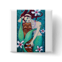 Mermiad's Tiki God Pinback Button