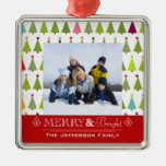 Merry and bright Christmas family photo ornament