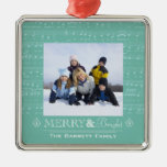Merry and bright Christmas family photo ornament