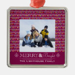 Merry and bright Christmas family photo ornament
