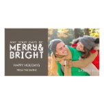 MERRY AND BRIGHT HAPPY HOLIDAYS PHOTO CARD TAUPE