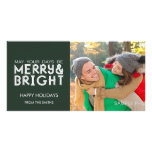 MERRY AND BRIGHT HAPPY HOLIDAYS PHOTO DARK GREEN PICTURE CARD