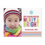 Merry & Bright Holiday Stripes Christmas Postcard
