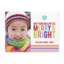 Merry & Bright Holiday Stripes Christmas Postcard
