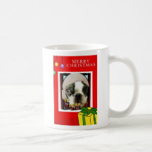 MERRY CHIRSTMAS BOSTON TERRIER LOOK MUGS