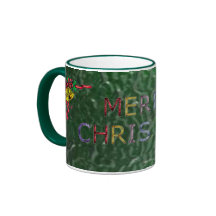 Merry Christmas and Bells in Stained Glass Coffee Mug