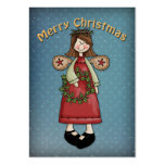 Merry Christmas Angel with Wreath Business Card Template