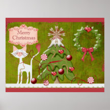 Merry Christmas Baubles Poster