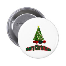 Merry christmas beer tree with presents pinback button