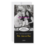 merry christmas black white ribbon photo cards