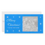 Merry Christmas Blue Frame w/ Stars Photo Card