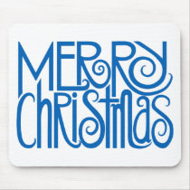 Merry Christmas blue Mousepad