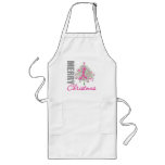 Merry Christmas Breast Cancer Pink Ribbon Wreath aprons