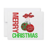 Merry Christmas Bulb Ribbon Ornanment invitations