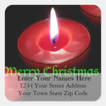 Merry Christmas Candle Address Label Stickers
